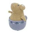 Crochet stand-up manikin, Buttercup the mouse, golden hour yellow