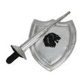 Knight's shield and lance, silver