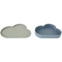 OYOY children's tableware set Cloe clouds 2-piece, mint / blue gray - A nice selection of plates and bowls | Stadtlandkind