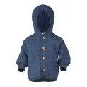 Hooded jacket Merino, blue melange - A jacket for every season for your baby | Stadtlandkind