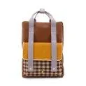 Backpack large Gingham Chocolate Sundae + Daisy Yellow + Mauve Lilac - Essential - top bags or backpacks for school, trips but also vacations | Stadtlandkind