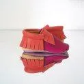 Moccasin Red Puzzle Red/ Beige/ Pink - Crawling shoes for your baby's journeys of discovery | Stadtlandkind