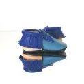 Moccasin Blue Puzzle Blue/ Beige/ Petrol - Crawling shoes for your baby's journeys of discovery | Stadtlandkind