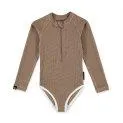 Maillot de bain UPF 50+ Ribbed Chocolate Malt - Le bon maillot de bain pour vos enfants avec des volants, des rayures ou plutôt un imprimé animal | Stadtlandkind