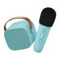 Haut-parleur sans fil rechargeable et microphone Blue Pastel
