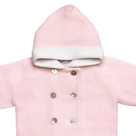 Manteau à capuche en laine mérinos rose - frilo swissmade