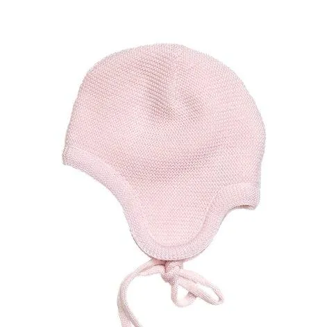 Bonnet en laine de mérinos avec oreilles rose - frilo swissmade