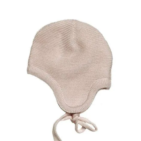 Bonnet en laine de mérinos avec oreilles beige-mélange - frilo swissmade