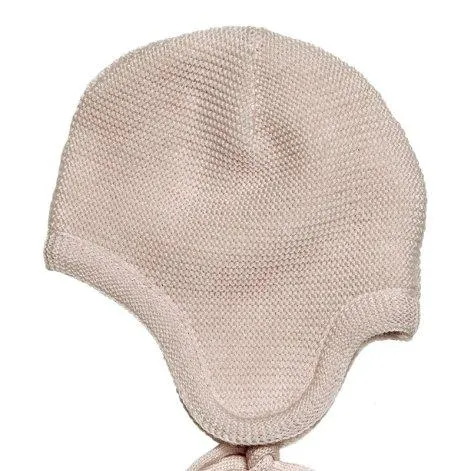 Cap Merino wool with ears beige-mélange - frilo swissmade