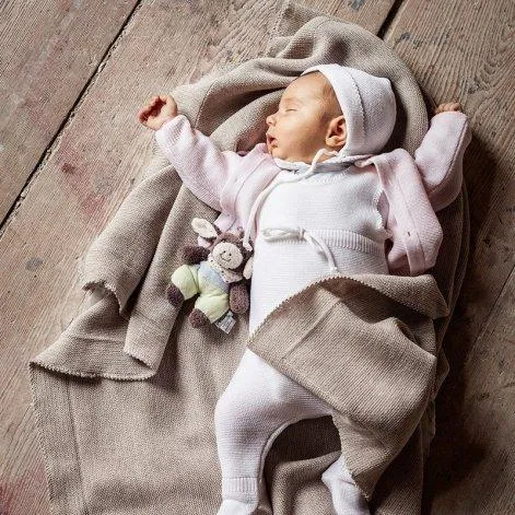 Couverture de bébé en laine mérinos beige-mélange - frilo swissmade