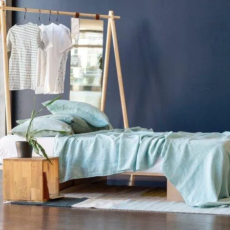 Linus uni, top bed sheet 170x270 cm mint - lavie