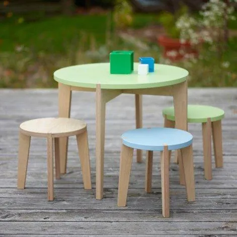 Set combiné, 1 table de jeu ronde, 2 tabourets (couleur au choix) - blueroom