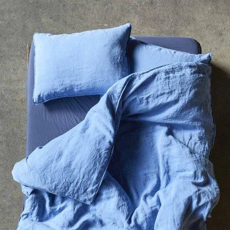 Linus uni, blue, top bed sheet 240x270 - lavie