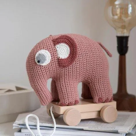 Pull-toy animal, Fanto the elephant, blossom pink - Sebra