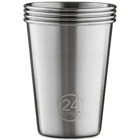 24 Bottles drinking cup Party Cup 350 ml, 4 pieces, silver - 24Bottles