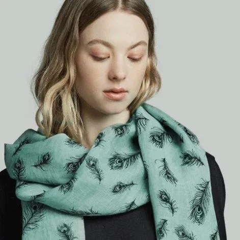 Linen Scarf Peacock Turquoise - TGIFW