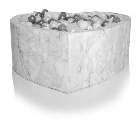 Baignoire à boules Coeur marble (200 boules blanc/gris) - Kidkii