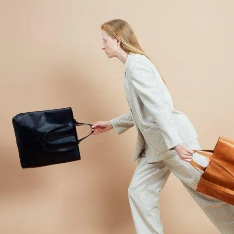 Shopper + Weekender: Straps Tote Bag Black