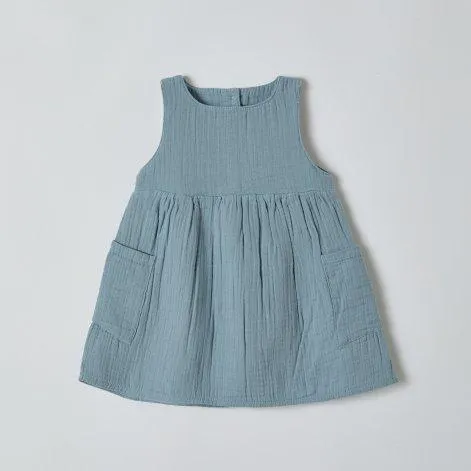 Summer Dress Muslin with pockets Aqua - OrganicEra