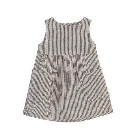 Sommerkleid Muslin mit Taschen Antrasith Striped - OrganicEra