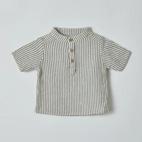 Shirt kurzarm Muslin Antrasith Striped - OrganicEra