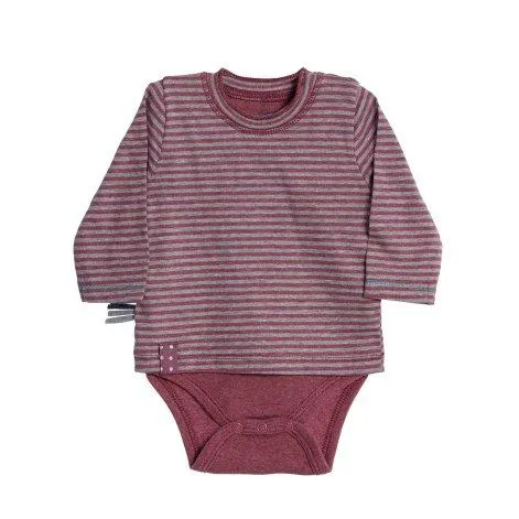 Chemise-body à manches longues pour bébé bordeaux striped - OrganicEra