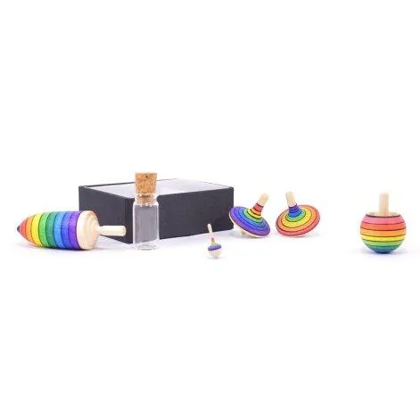 Spinning tops set rainbow in box - Mader