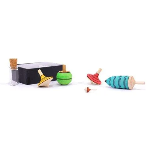 Spinning top set colourful in box - Mader