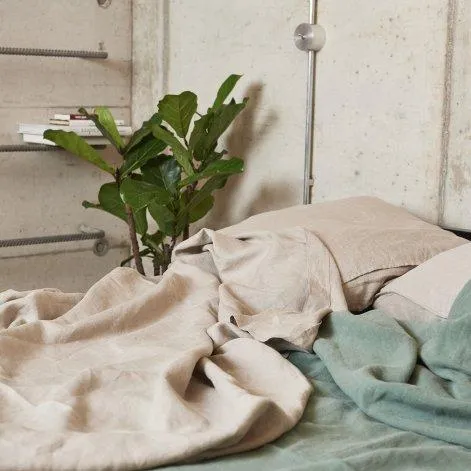 Linus uni, natural top bed sheet 170x270 cm - lavie