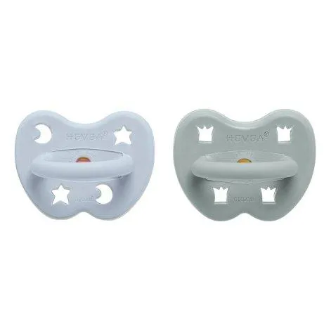 Baby Pacifier 2-Pack Round cottage blue & gorgeous grey - HEVEA