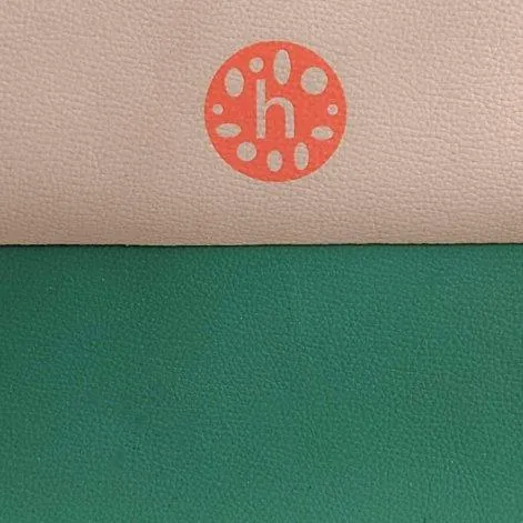 ROAM vegan leather versatile playmat (M) 105cm round apricot pink, eucalyptus green - studio huske