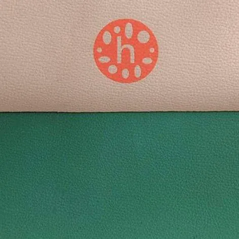 WRIGGLE vegan leather versatile changing mat, placemat (S) 65 x 37cm apricot pink, eucalyptus green - studio huske