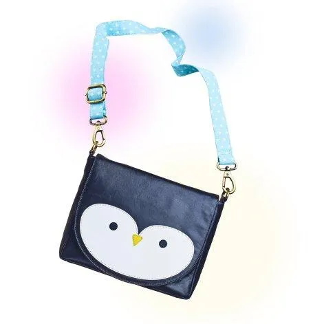 Tasche Polly (Pinguin) mit hellblau Gurt - Amorina