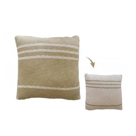 Knitted cushion Duetto Olive - Natural - Lorena Canals