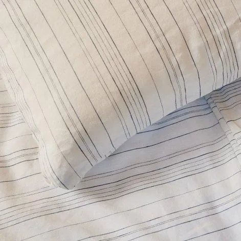 BOLGHERI blanc cassé-bleu poussiéreux, enveloppe de couette 200x210 cm - Journey Living