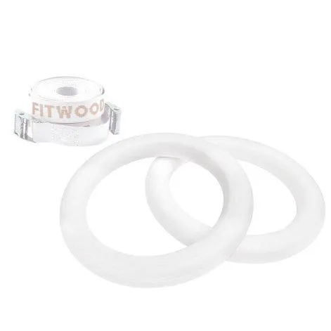 Gymnastic rings children birch - White ribbons - Fitwood