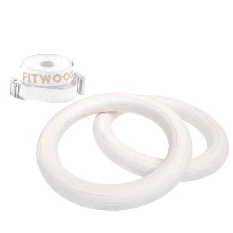 Gymnastic rings children White waxed - White bands - Fitwood
