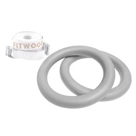 Gym Rings Kids Grey - White Ribbons - Fitwood