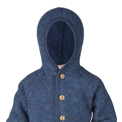 Hooded jacket Merino, blue melange - Engel Natur
