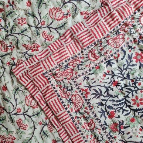 Quilt Single Block Print Red and Blue - Kahani Dor