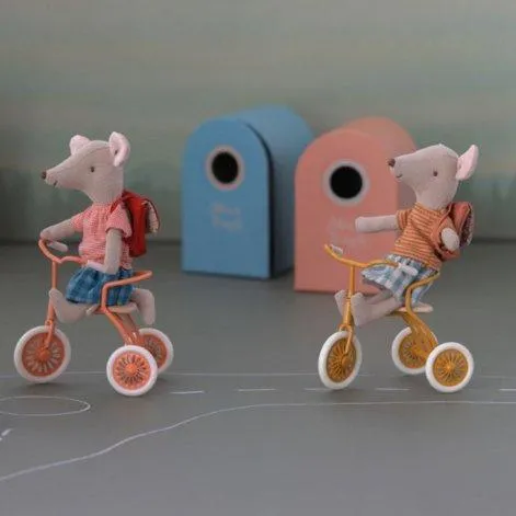 Tricycle Mouse Big Sister with Bag Old Rose - Maileg
