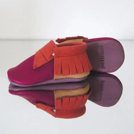 Moccasin Red Puzzle Red/ Beige/ Pink - Petit Mai