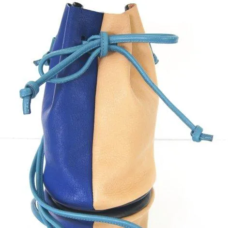 Mini-sac à dos Bloc de couleurs Bleu Noir Beige - Petit Mai