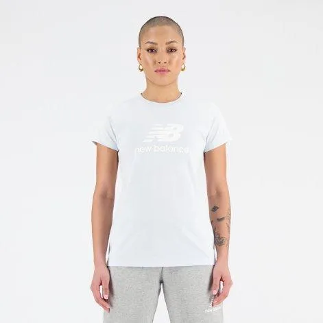 Damen T-Shirt Essentials Stacked Logo ice blue - New Balance