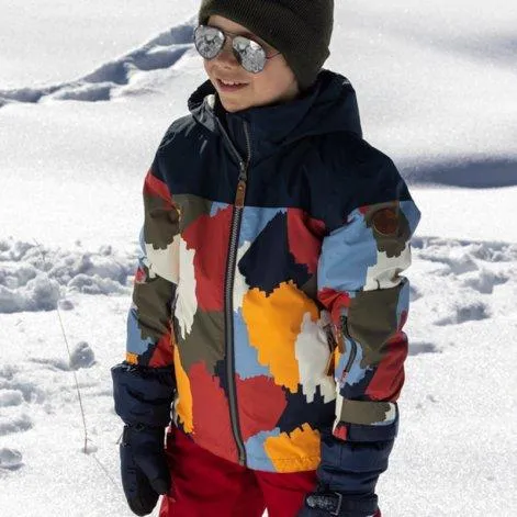 Veste d'hiver pour enfants Malou orange imprimé camouflage - rukka