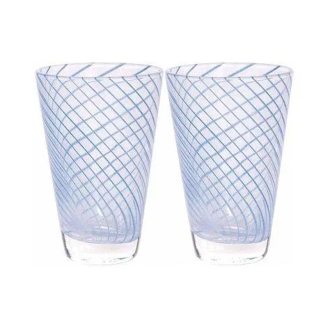 Trinkglas Yuka Swirl, 2 Stück, Blau - OYOY
