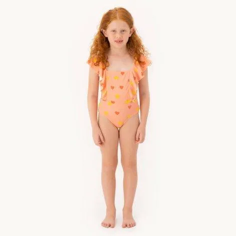 Hearts Stars Papaya swimsuit - tinycottons