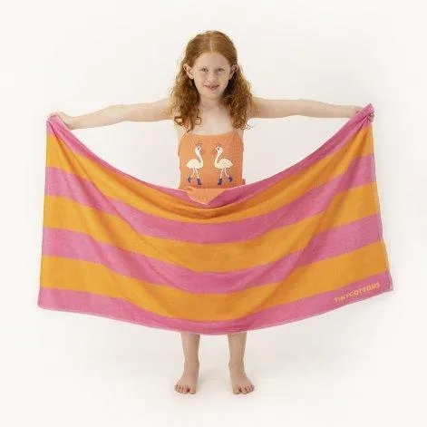 Beach towel Stripes marigold/dark pink - tinycottons
