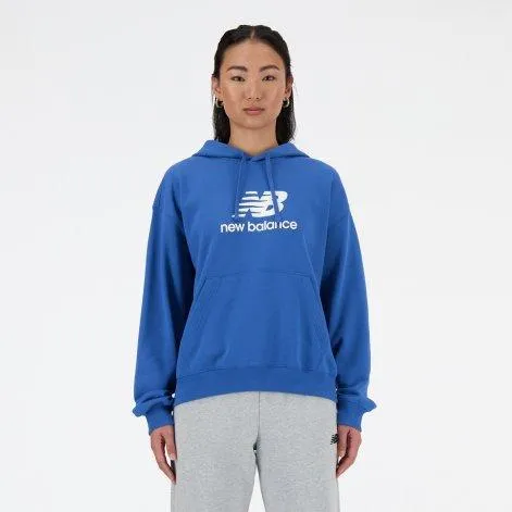 Logo Essentials French Terry Stacked hoodie, blue agate - New Balance