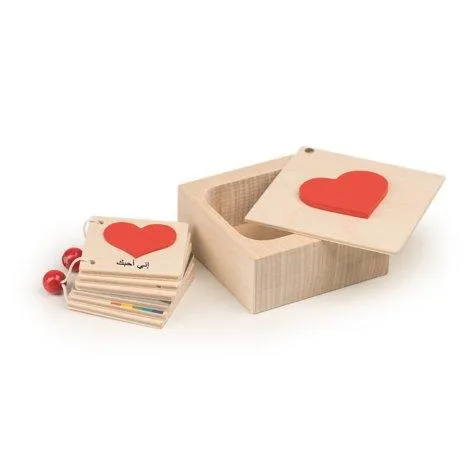 Petits livres en forme de cœur dans une boîte en bois Arabe - Kiener